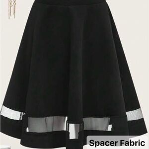 SHEIN Black Skater Skirt with Sheer Hem